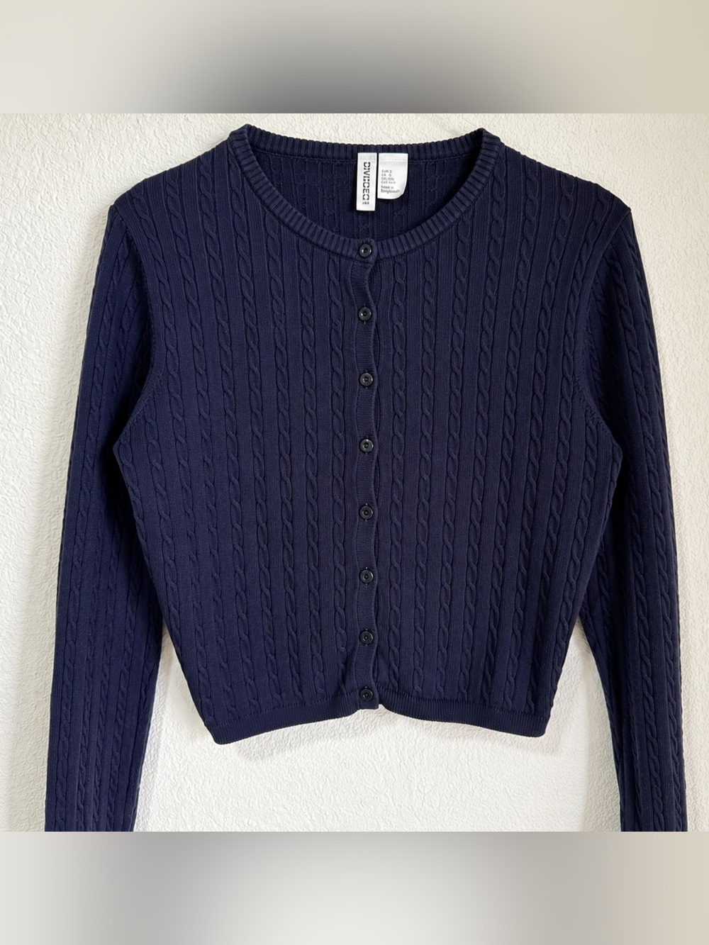 H&M Navy Cable Knit Button Up Cardigan | Size Small
